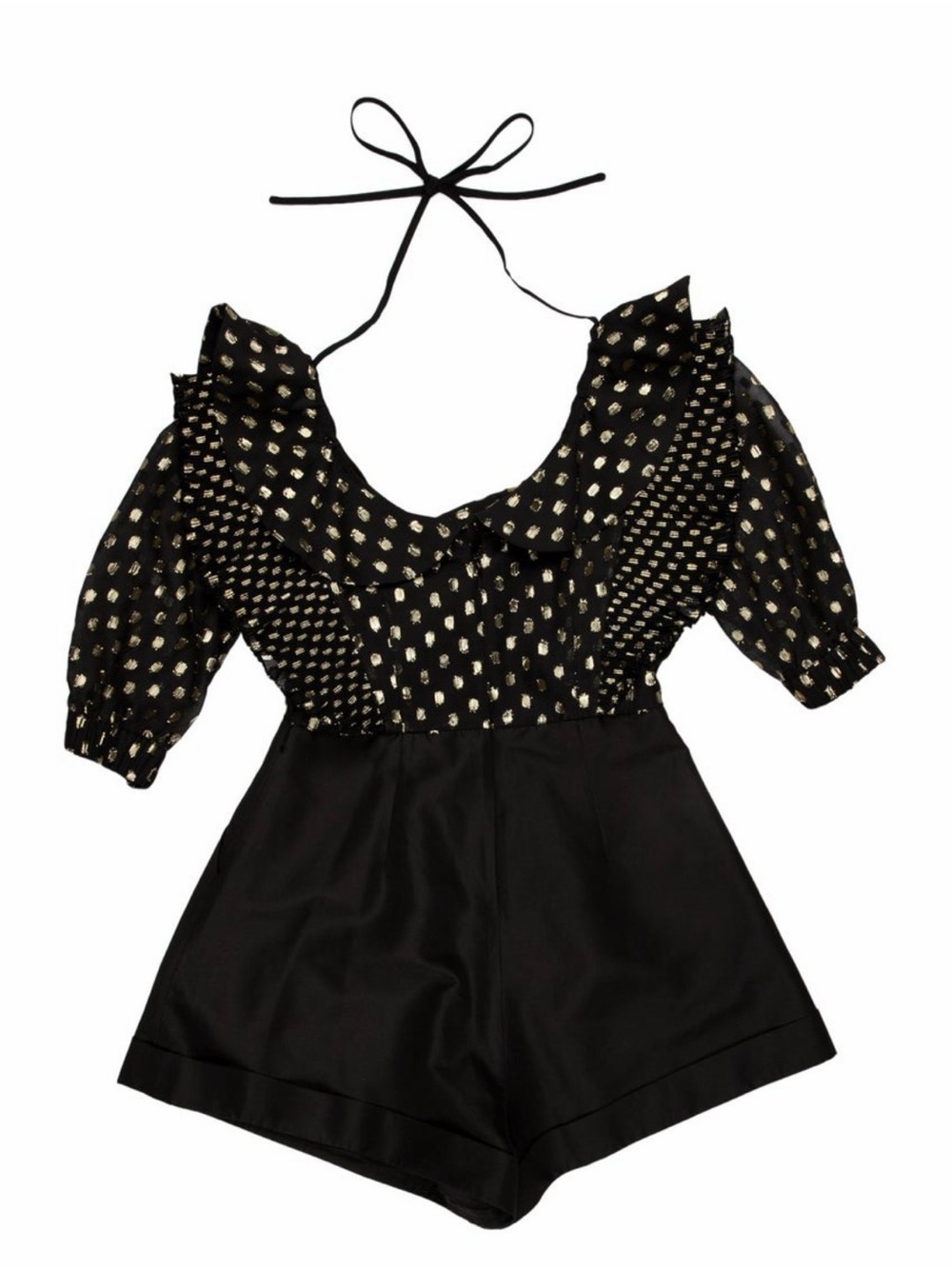 Self Portrait Romper - Gold Polka Dot
